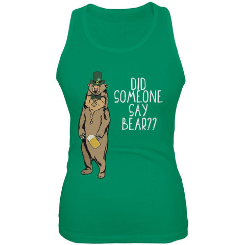 St. Patrick's Day Bear Beer Funny Pun Juniors Soft Tank Top