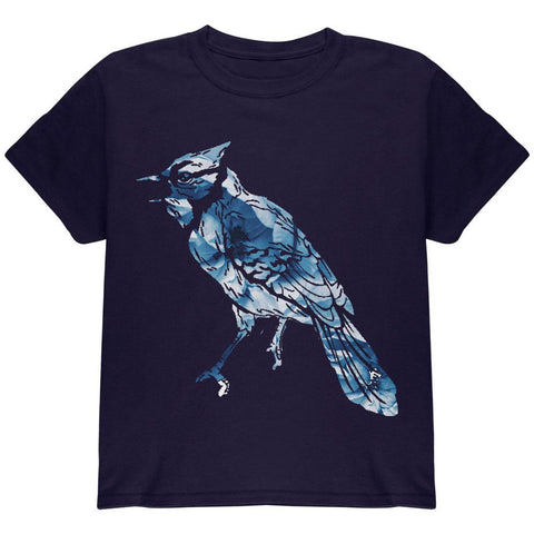 Spring Flowers Blue Jay Bird Youth T Shirt