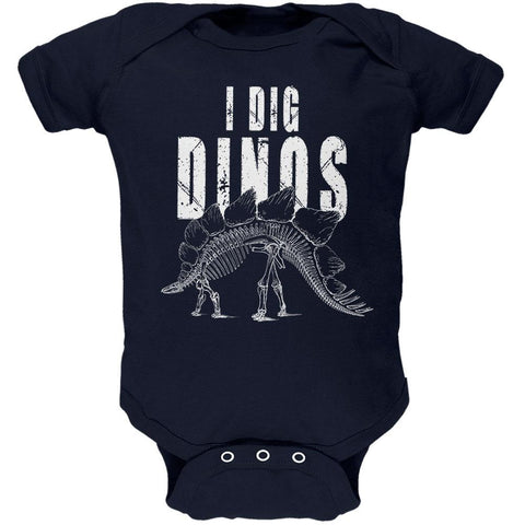 I Dig Dinos Dinosaur Fossil Bones Stegosaurus Soft Baby One Piece