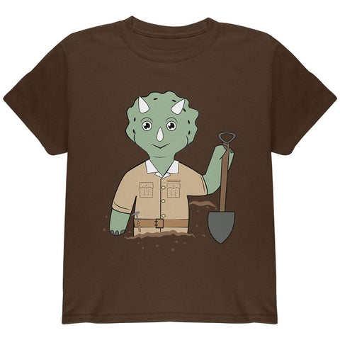 Cute Dino Dinosaur Cartoon Paleontologist Triceratops Youth T Shirt