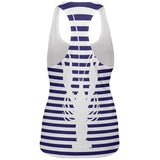 Lobster Navy Nautical Stripes All Over Womens Work Out Tank Top