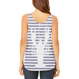 Lobster Navy Nautical Stripes Juniors Flowy Side Slit Tank Top