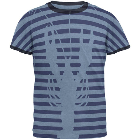 Lobster Navy Nautical Stripes Mens Ringer T Shirt