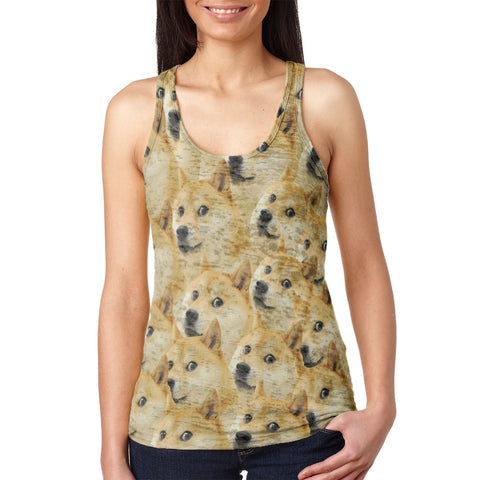 Doge Meme Funny Juniors Burnout Racerback Tank Top  front view