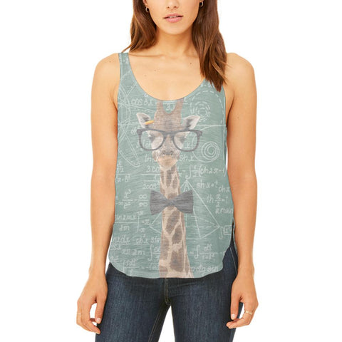 Giraffe Geek Math Formulas Juniors Flowy Side Slit Tank Top
