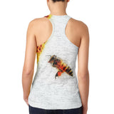 Honey Bee in Flight Juniors Burnout Racerback Tank Top