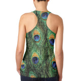 Peacock Feathers Juniors Burnout Racerback Tank Top