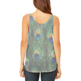 Peacock Feathers Juniors Flowy Side Slit Tank Top