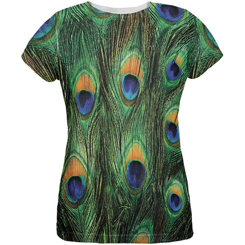 Peacock Feathers All Over Womens T Shirt