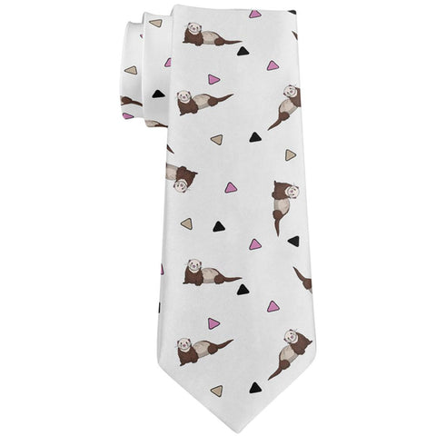 Retro Ferret Pattern All Over Neck Tie
