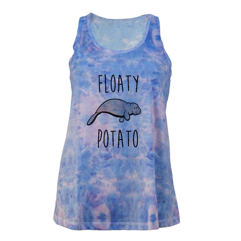 Floaty Potato Manatee Juniors Tie Dye Tank Top