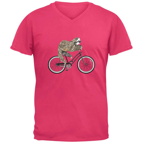Bicycle Sloth Mens V-Neck T Shirt