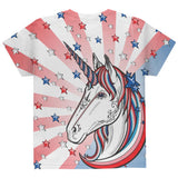 4th of July Freedom is Magical Unicorn All Over Youth T Shirt