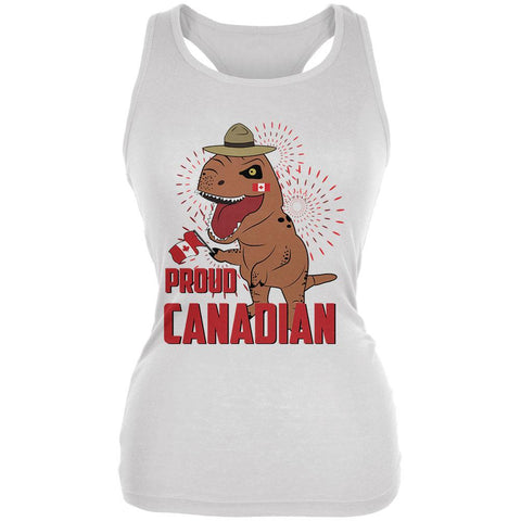 Canada Day Proud Canadian T-Rex Juniors Soft Tank Top