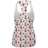 French Canadian Maple Leaf Fleur De Lis Moose Pattern All Over Womens Work Out Tank Top