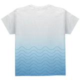 Shark Bite Ombre Waves All Over Youth T Shirt