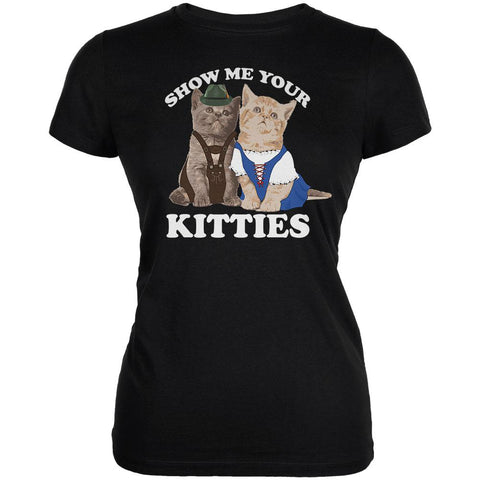Oktoberfest Show Me Your Kitties Lederhosen Dirndl Beer Maiden Juniors Soft T Shirt