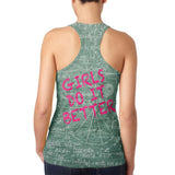 Giraffe Math Geek Girl Formulas Juniors Burnout Racerback Tank Top