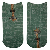 Giraffe Geek Math Formulas All Over Adult Ankle Socks