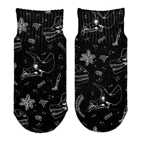 Dinosaur Dino Bones Fossil Pattern All Over Toddler Ankle Socks