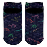 Dino Dinosaur Color Pattern Cute All Over Adult Ankle Socks