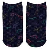 Dino Dinosaur Color Pattern Cute All Over Adult Ankle Socks