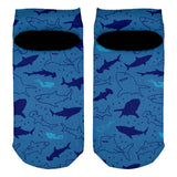 Shark Sharks Outline Repeat Pattern All Over Adult Ankle Socks