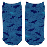 Shark Sharks Outline Repeat Pattern All Over Adult Ankle Socks