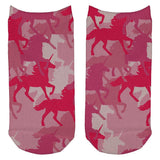 Unicorn Pink Camo Camouflage All Over Adult Ankle Socks