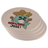 Christmas Narwhal Narwhay No Way Jose Set of 4 Round Sandstone Coasters