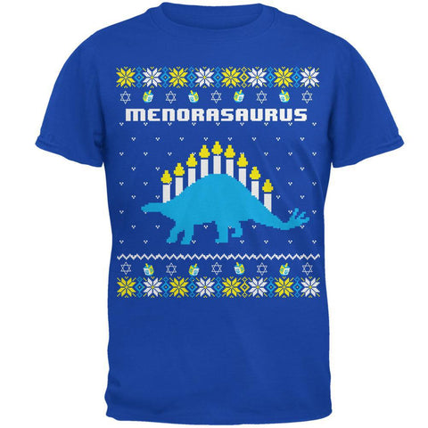 Hanukkah Ugly Sweater Menorasaurus Menorah Stegasaurus Mens Soft T Shirt