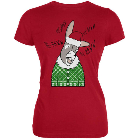 Italian Christmas Donkey Hee-Haw Funny Cute Juniors Soft T Shirt