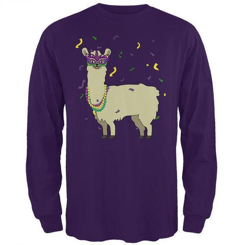 Mardi Gras Llama Beads Mask Mens Long Sleeve T Shirt