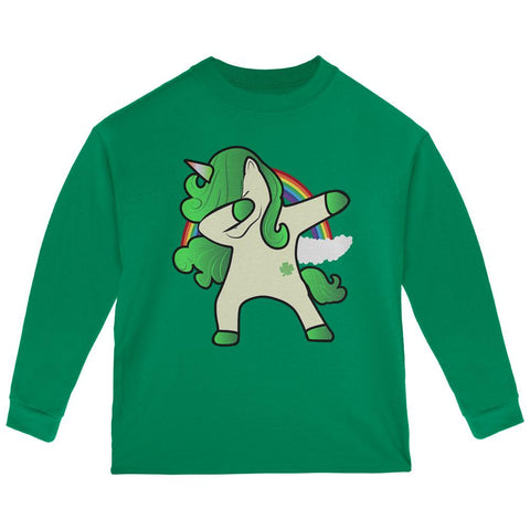 St. Patrick's Day Irish Dabbing Unicorn Toddler Long Sleeve T Shirt