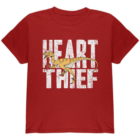 Valentine's Day Velociraptor Heart Thief Dino Youth T Shirt