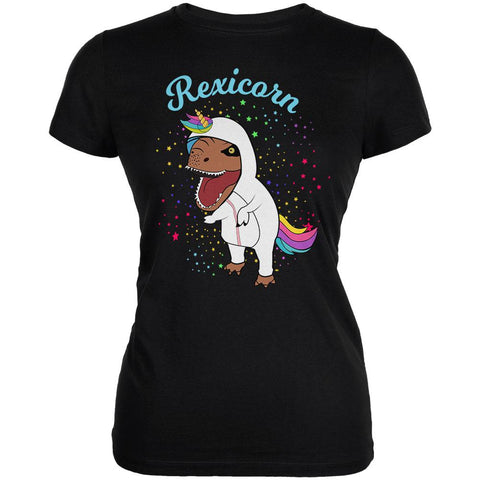 T-Rex Dinosaur in Unicorn Costume Rexicorn Juniors Soft T Shirt