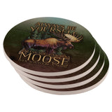 Always Be Yourself Unless Moose Set of 4 Round Sandstone Coasters