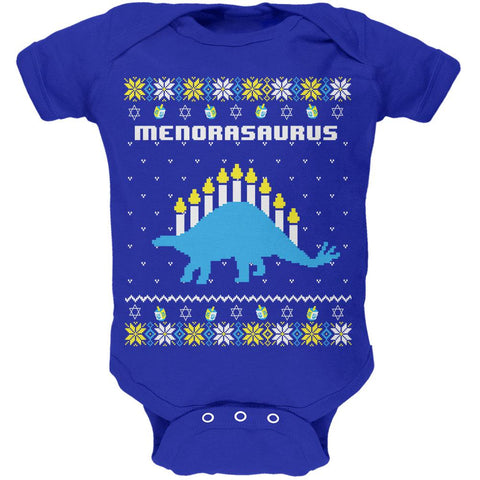 Hanukkah Ugly Sweater Menorasaurus Menorah Stegasaurus Soft Baby One Piece