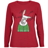 Italian Christmas Donkey Hee-Haw Funny Cute Womens Long Sleeve T Shirt front view
