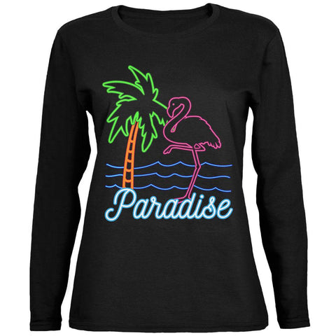 Retro 80s Neon Sign Flamingo Paradise Ladies' Jersey Long-Sleeve Tee