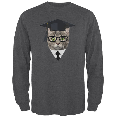 Graduation Funny Cat Mens Long Sleeve T Shirt front view