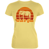 Elephant Wild And Free Retro Sun Juniors Soft T Shirt front view