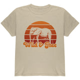 Elephant Wild And Free Retro Sun Youth T Shirt