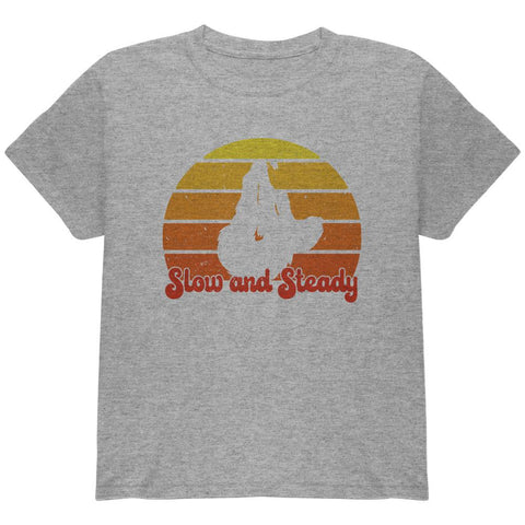 Sloth Slow and Steady Retro Sunset Youth T Shirt