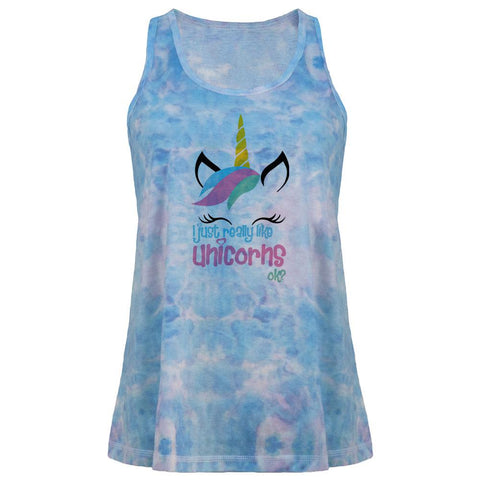 I Just Really Like Unicorns ok? Juniors Tie Dye Tank Top