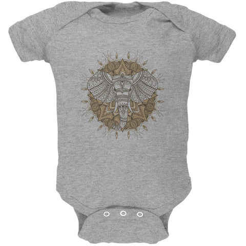 Henna Mandala Elephant Soft Baby One Piece  front view