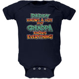 Daddy Knows A Lot But Grandpa Knows Everything Soft Baby One Piece  front view