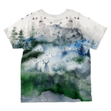 Watercolor Deer in the Mist All Over Toddler T Shirt