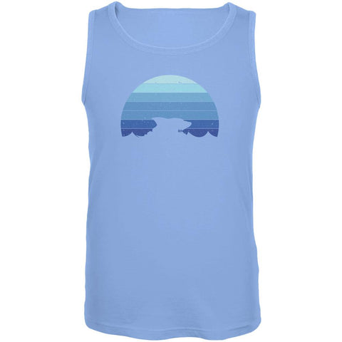 Ocean Shark Retro Sunset Blue Mens Tank Top