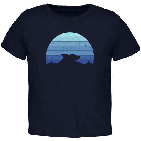Ocean Shark Retro Sunset Blue Toddler T Shirt